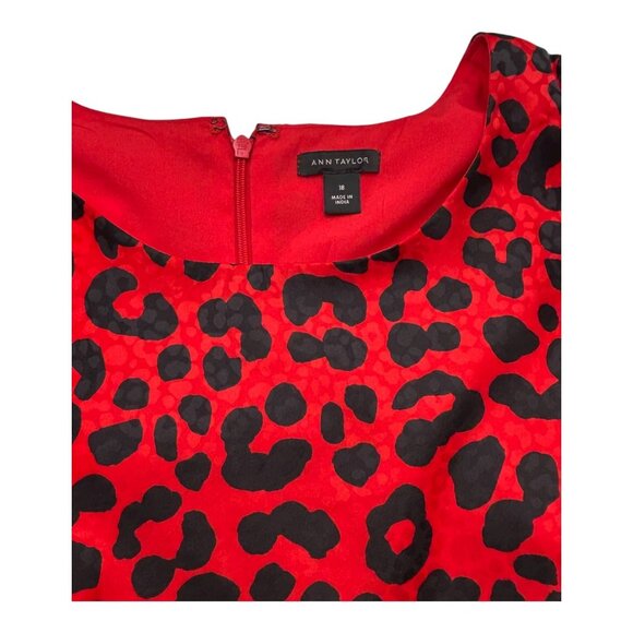 ✨Ann Taylor Size 18 Red & Black Leopard Print Dress | Holiday Party Ready✨ - Picture 9 of 9